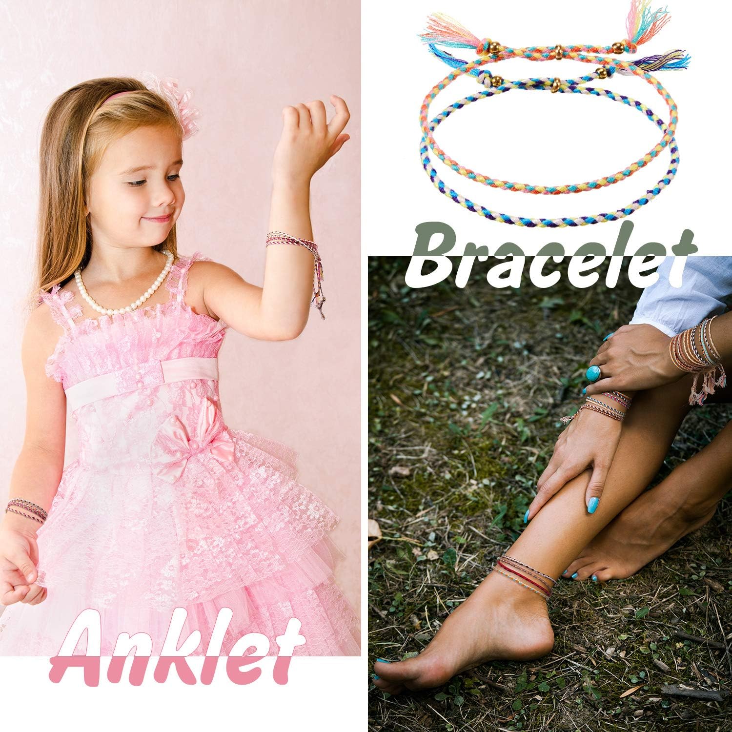 28 Pieces Woven Wrap Friendship Bracelets Handmade Braided Friendship Bracelet Adjustable Colorful Beaded Bracelet: Clothing