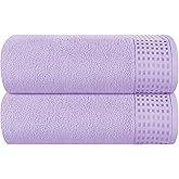 GLAMBURG 100% Cotton Oversized 2 Pack Bath Sheets 35x70, Ultra Soft Highly Absorbant Compact Quickdry & Lightweight Large Bath Sheet Set, Ideal for Gym Travel Camp Pool - Purple