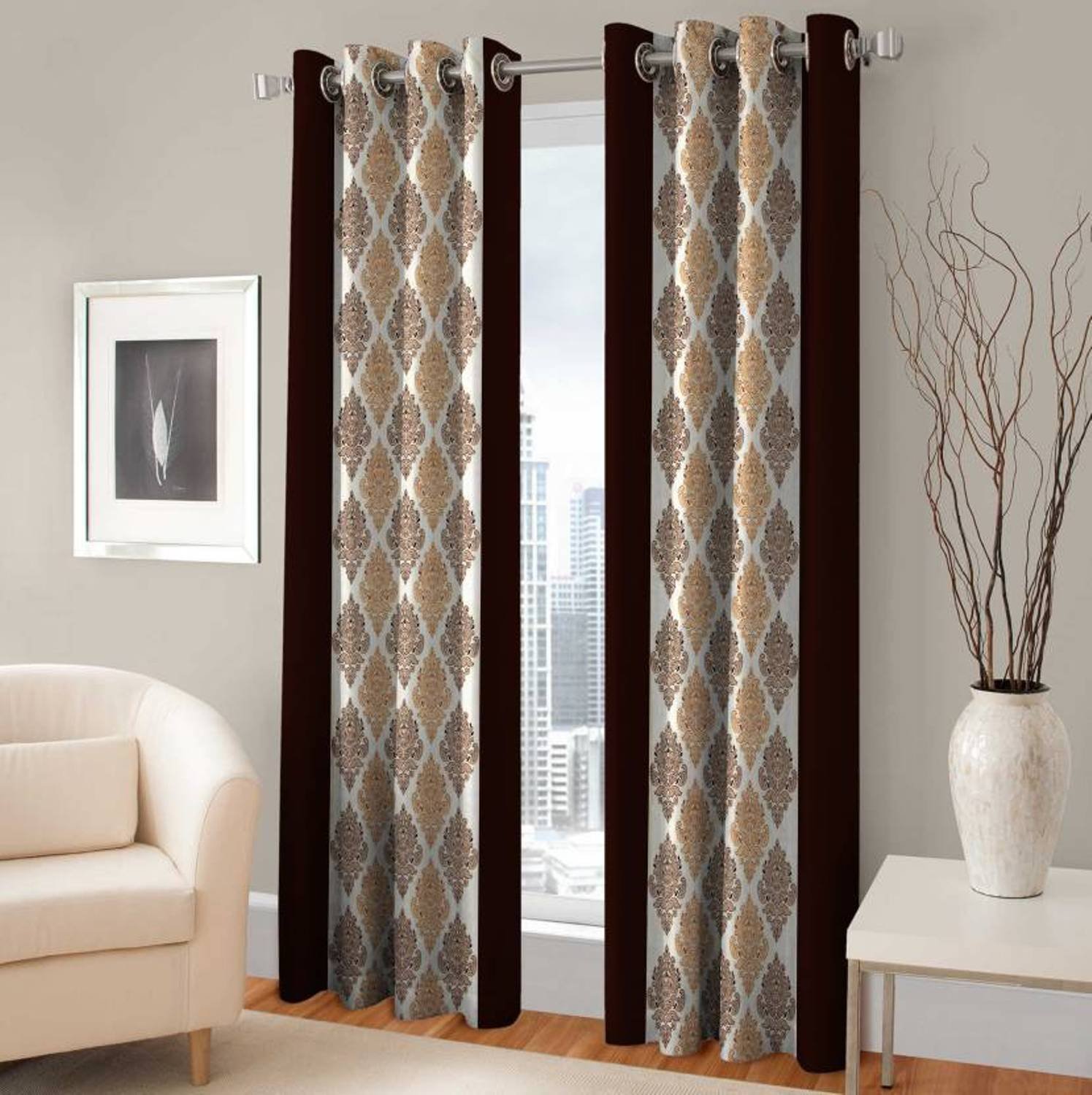 Buy Door Curtains 7 Ft Premium Brown Curtains Range Set Of 1