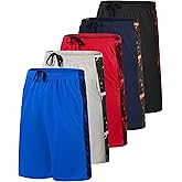 Real Essentials 5 Pack: Boys' Mesh Basketball Athletic Shorts with Pockets – Teen Kids Youth Quick Dry Soccer Running Gym