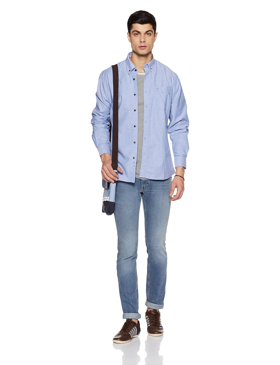 arrow jeans men's solid slim fit casual shirt