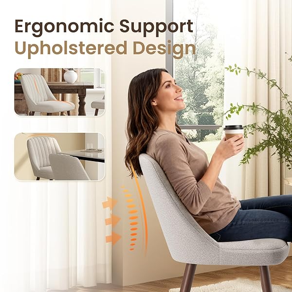 MALOL UPHOLSTERED DINING CHAIRS SET OF 4, MODERN FABRIC KITCHEN CHAIRS WITH BACK, WOOD LEGS FOR KITCHEN DINING ROOM RESTAURANT, CAMEL