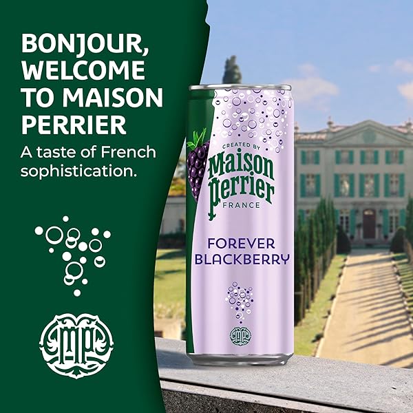 MAISON PERRIER FOREVER BLACKBERRY FLAVORED SPARKLING WATER, 11.15 FL OZ CANS, 8 COUNT 89.2 FL OZ