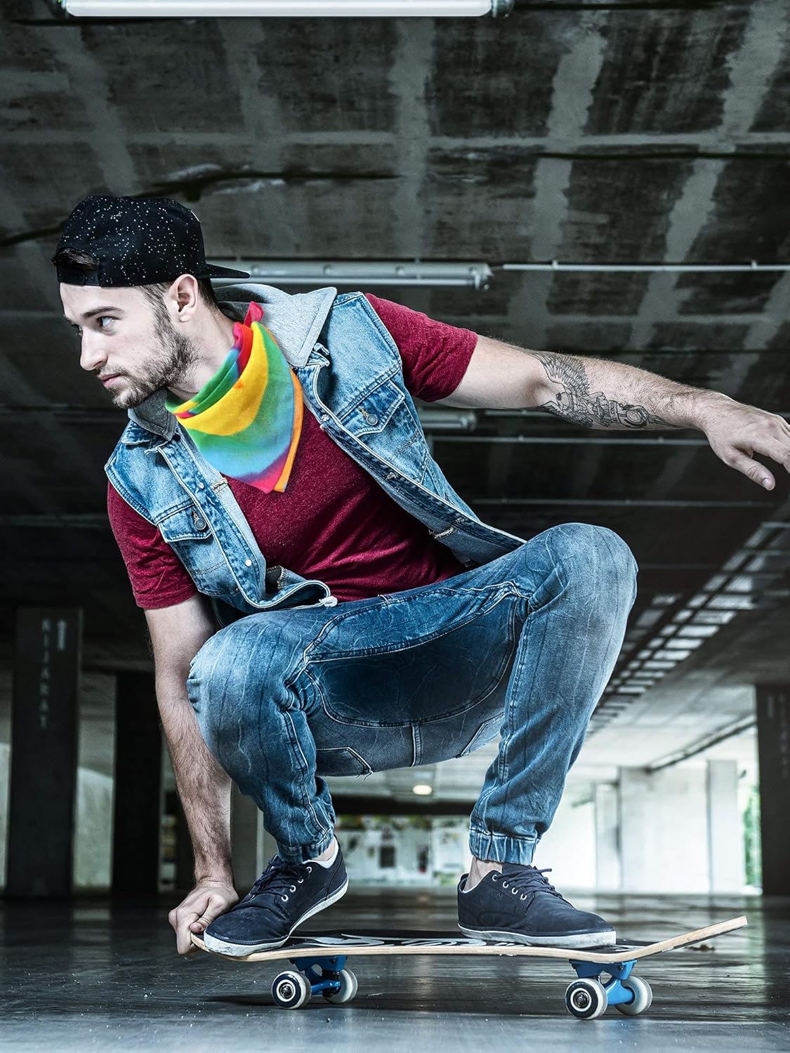 SATINIOR Dozen of Cotton Fine Novelty Print Unisex Tie Dye Bandanas Headwraps for Hippie (Style A),55 x 55 cm/ 22 x 22 inch: Clothing