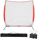 7x7/16x10/20x10ft Backstop Net, Ball Stop Net with Handbag,Fix Sports Net Barrier by 4 Spike&2 Sandbag,Sports Practice Barrier Net for Baseball,Softball,Lacrosse Train,Backstop Net for Backyard