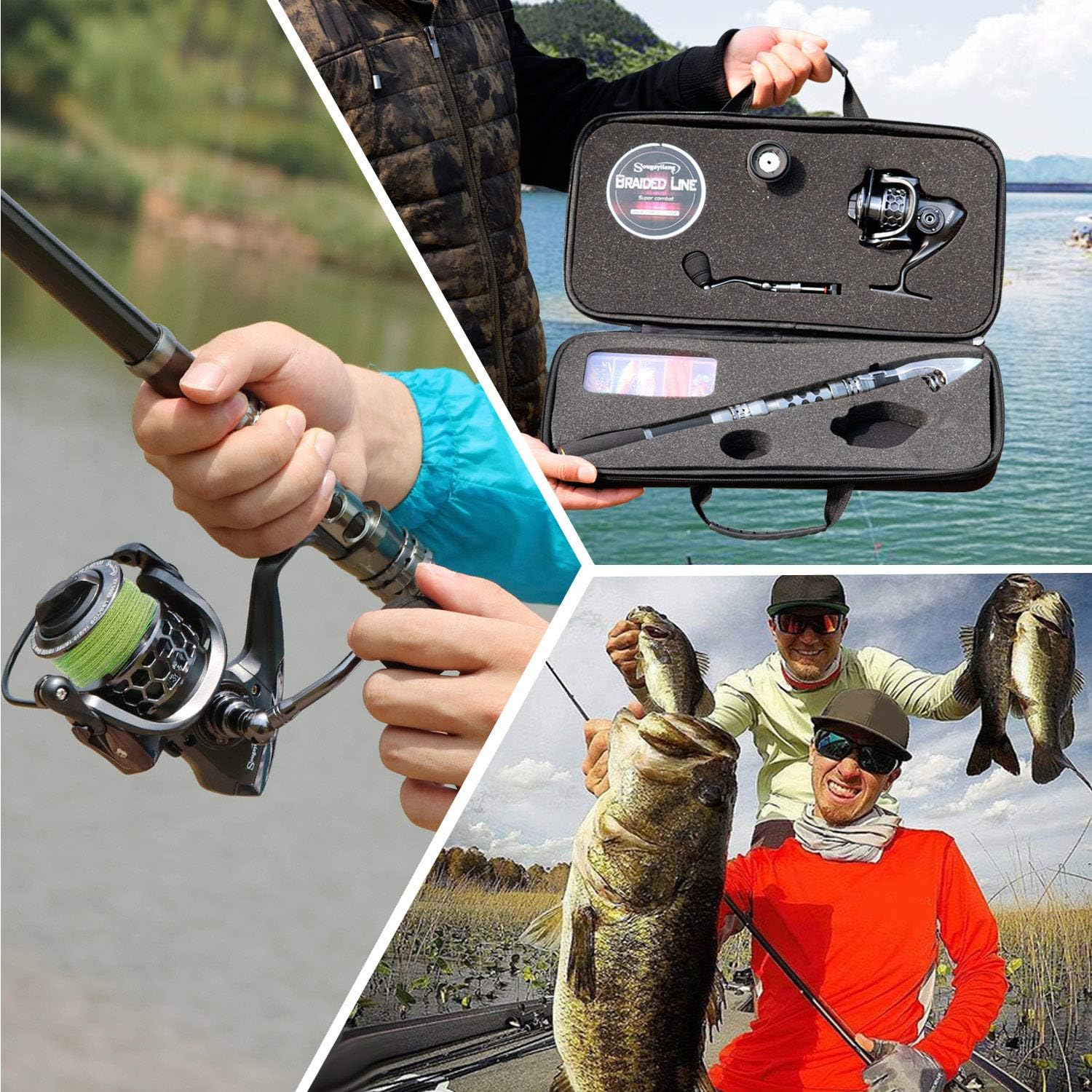 Sougayilang Fishing Rod Combos with Telescopic Fishing Pole Spinning Reels Fishing Carrier Bag for Travel Saltwater Freshwater Fishing : Sports & Outdoors