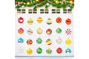Kepmix Christmas Garage Door Magnets: 24 Pcs Christmas Colorful Ball Magnets Weather Resistant Large Ball Garage Magnets Decoration Magnetic Car Stickers Refrigerator Decals for Xmas Holiday Ornaments