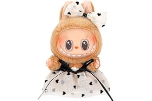 ALTRJO Designed for Labubu Clothes, Adorable Chic Dress Set for 17cm Labubu Dolls, Doll Clothes for Labubu Accessories (NO Doll) (Camellia Skirt + Hairband)