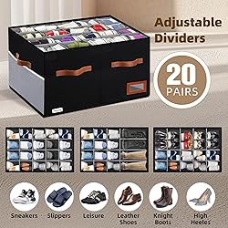 Supowin Shoe Organizer for Closet, Foldable Shoe