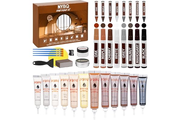 Wood Furniture Repair Kit - 41Pcs Wood Filler Touch Up Markers Pen,Hardwood Floor Scratch Repair for Vinyl Laminate Floor Rep