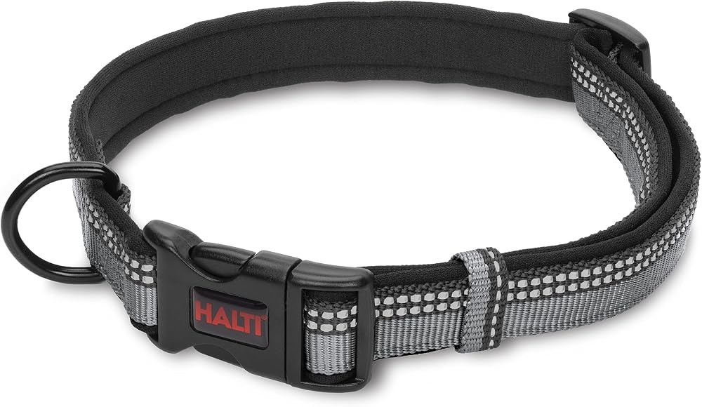Halti Premium Dog Collar Size Medium Black with Neoprene Padding Reflective