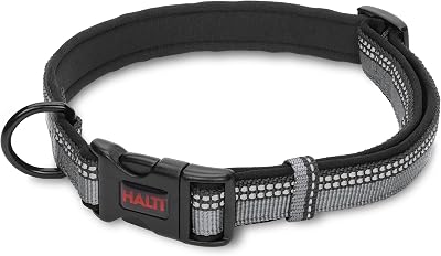 Halti Premium Dog Collar Size Medium Black with Neoprene Padding Reflective