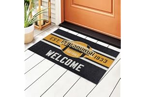 YUTIDO Pittsburgh Football Welcome Doormat, Non-Slip Rubber Backing Indoor Outdoor Rug, Decorative Floor Mat for Entrance, Kitchen, Patio, 18x30 Inch