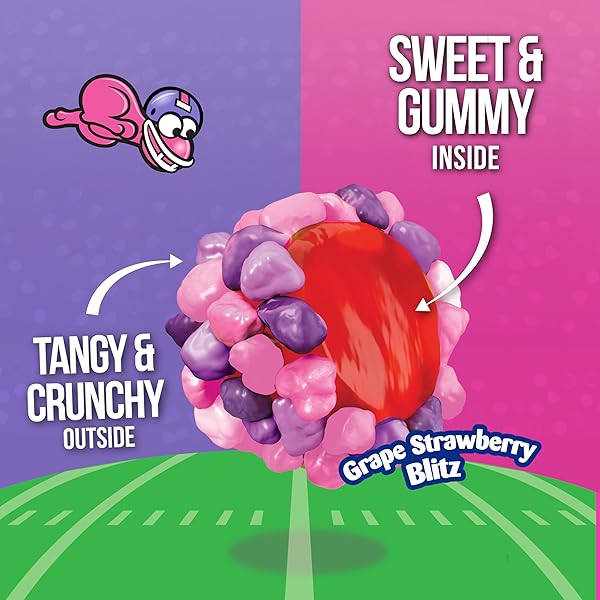 NERDS GUMMY CLUSTERS CANDY, GRAPE STRAWBERRY BLITZ, CRUNCHY AND GUMMY, GAME DAY CANDY, FOOTBALL PARTY SUPPLIES, 8 OZ