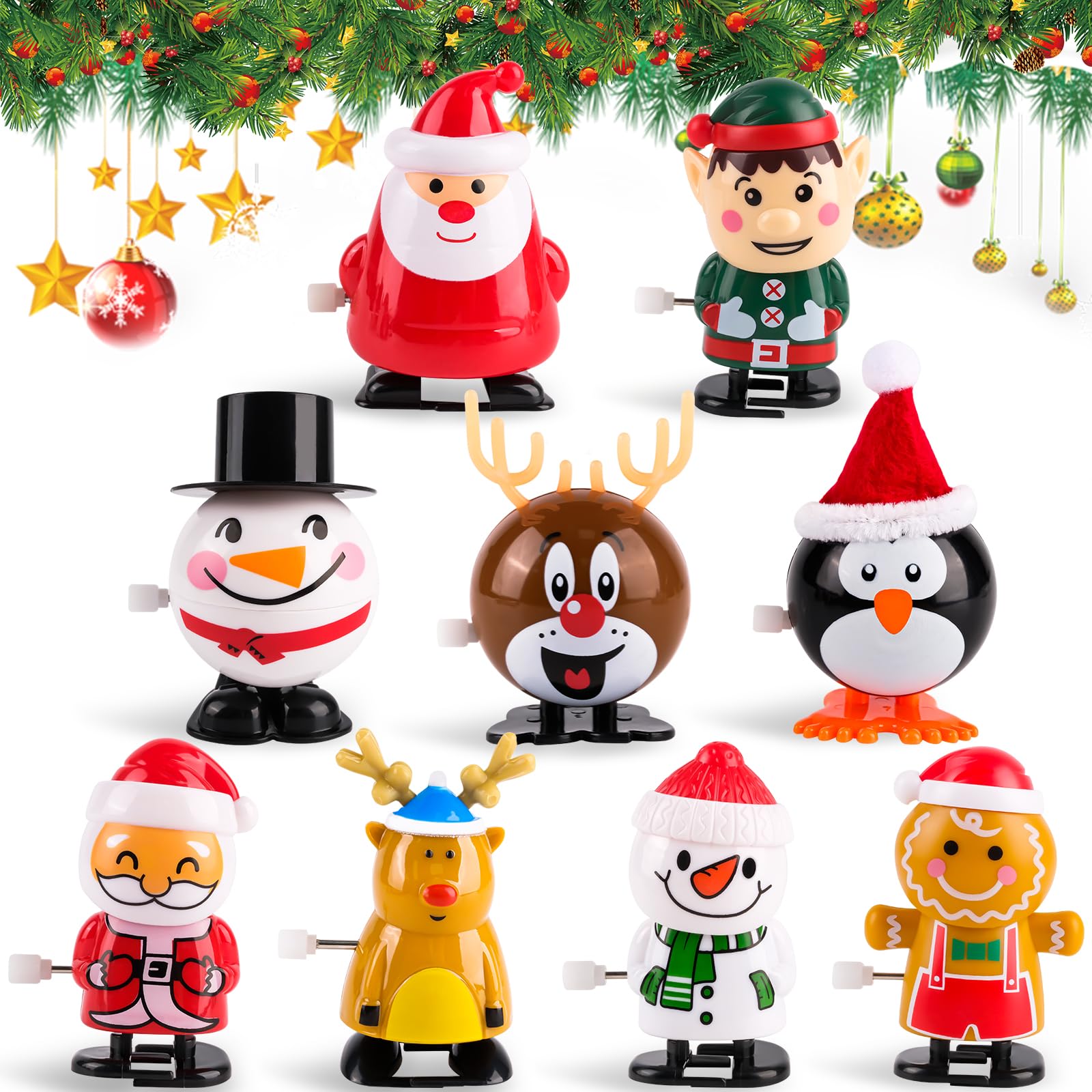 HGRGHH 9 Pack Christmas Wind Up Toys for Kids, Novelty Christmas Spring Clockwork Toy, Wind Up Christmas Toy for Advent Calendar Fillers, Christmas Stocking Fillers, Christmas Cracker Fillers