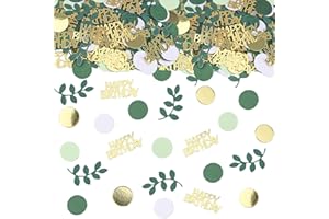 GYESXYW Sage Green Happy Birthday Confetti, Birthday Table Decorations Scatter Green Gold Foil Cake Confetti Decorations for Party, Baby Shower DIY Arts Crafting 230 Pcs