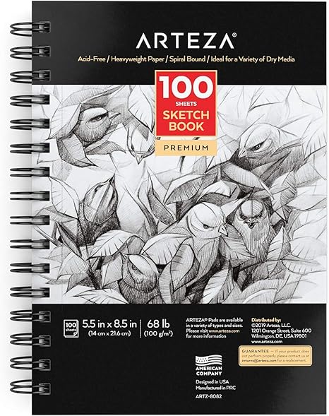 Ideal For Kids Adults 80 Sheets Spiral Bound Artist Drawing Book 80lb 130g Arteza 9x12 Drawing Pad Bright White Durable Acid Free Sketch Paper
