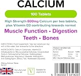 Lindens Calcium 800mg with Vitamin D3 100 Tablets UK Made Letterbox Friendly view 2