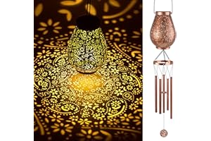 YHMALL Solar Wind Chimes for Outside Solar Lantern, Flower Hanging Windchimes Outdoors LED Lights, Garden Decor 40" Wind Chimes Outdoor for Patio Yard, Christmas Decor Memorial Gifts for Women Mom