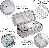 WEMATE Large Pencil Case Canvas 5 Compartments 9x4.3x2.4in Light Grey view 4