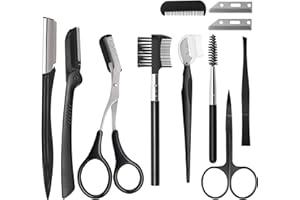 Eyebrow Trimmer Kit, 11 in 1 Eyebrow Tweezer Scissors, Brow Brush Eyebrow Shears Trimming Tools Eyebrow Shaping Grooming Kit