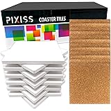 Ceramic Tiles for Crafts Coasters,12 Ceramic White Tiles Unglazed 4x4 with Cork Backing Pads, Use with Alcohol Ink or Acrylic