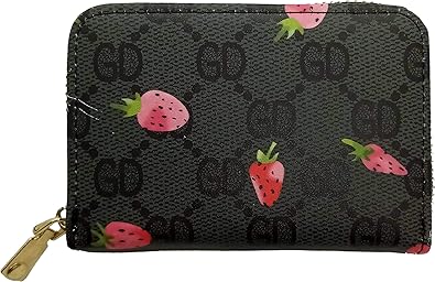 Amazon ジャバラ式カードケース シンプル 安い 定期入れ 小銭入れ フラワー ストロベリー グレー ブラウン ラウンドジッパー ブラック ノーブランド品 クレジットカードケース