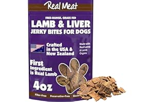 TRMC Real Meat Dog Treats - 4oz Bag of Bite-Sized Air-Dried Lamb & Liver Jerky for Dogs - Grain-Free Jerky Dog Treats Made up of 95% Human-Grade, Free-Range, Grass Fed Lamb - All-Natural Dog Treats