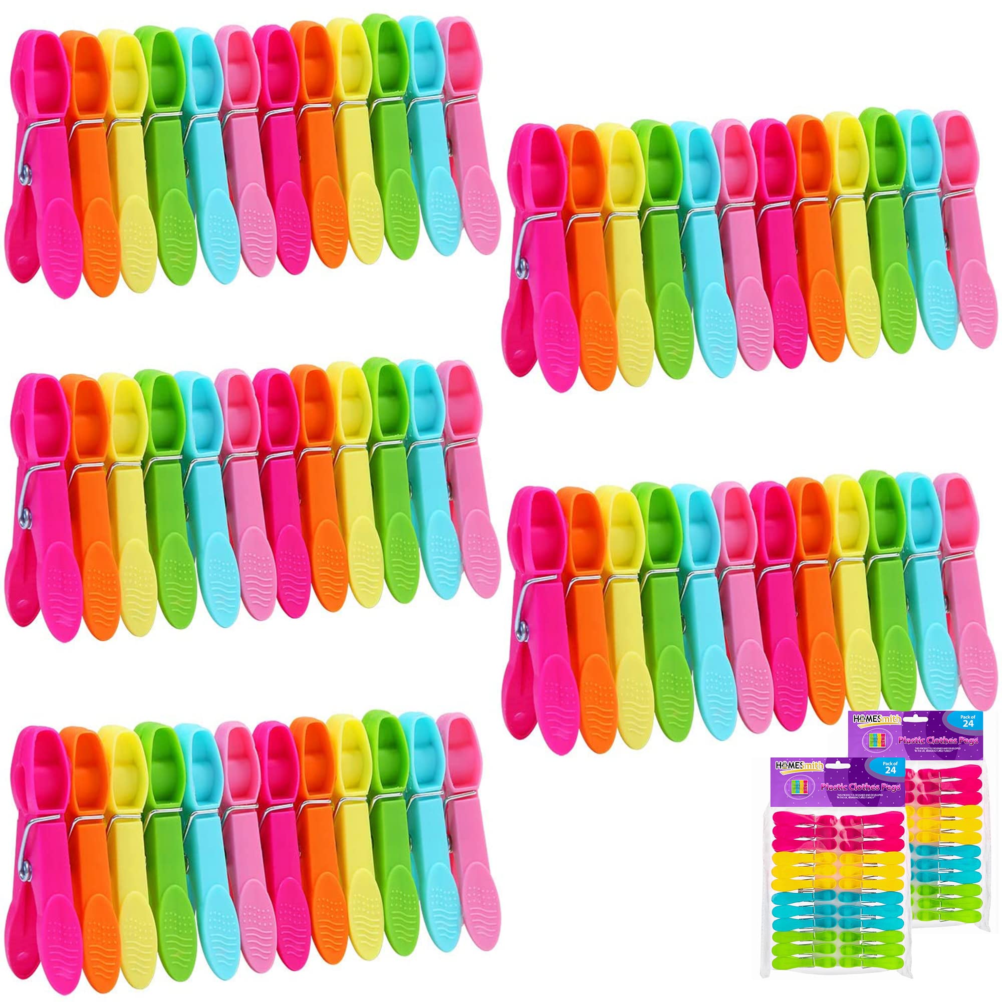 HomeSmith 48 pcs Soft Grip Pegs (Pack of 48 Quality Pegs) Multi Colour HSmith-124