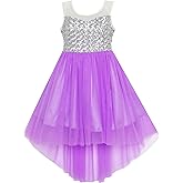 Sunny Fashion Flower Girl Dress Champagne Sequin Hi-Low Wedding Bridesmaid
