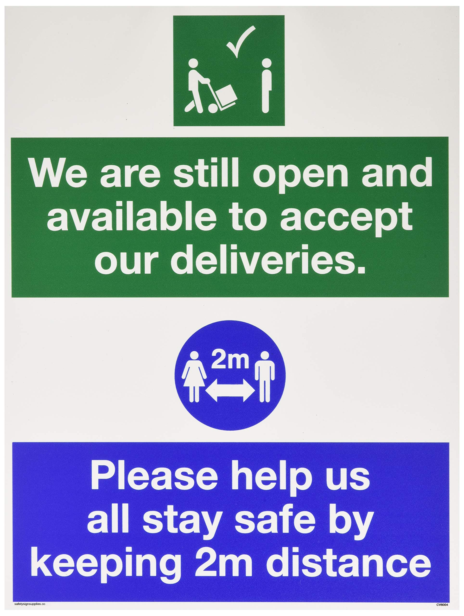 We are still open and available to accept our deliveries. Please help us all stay safe by keeping 2m