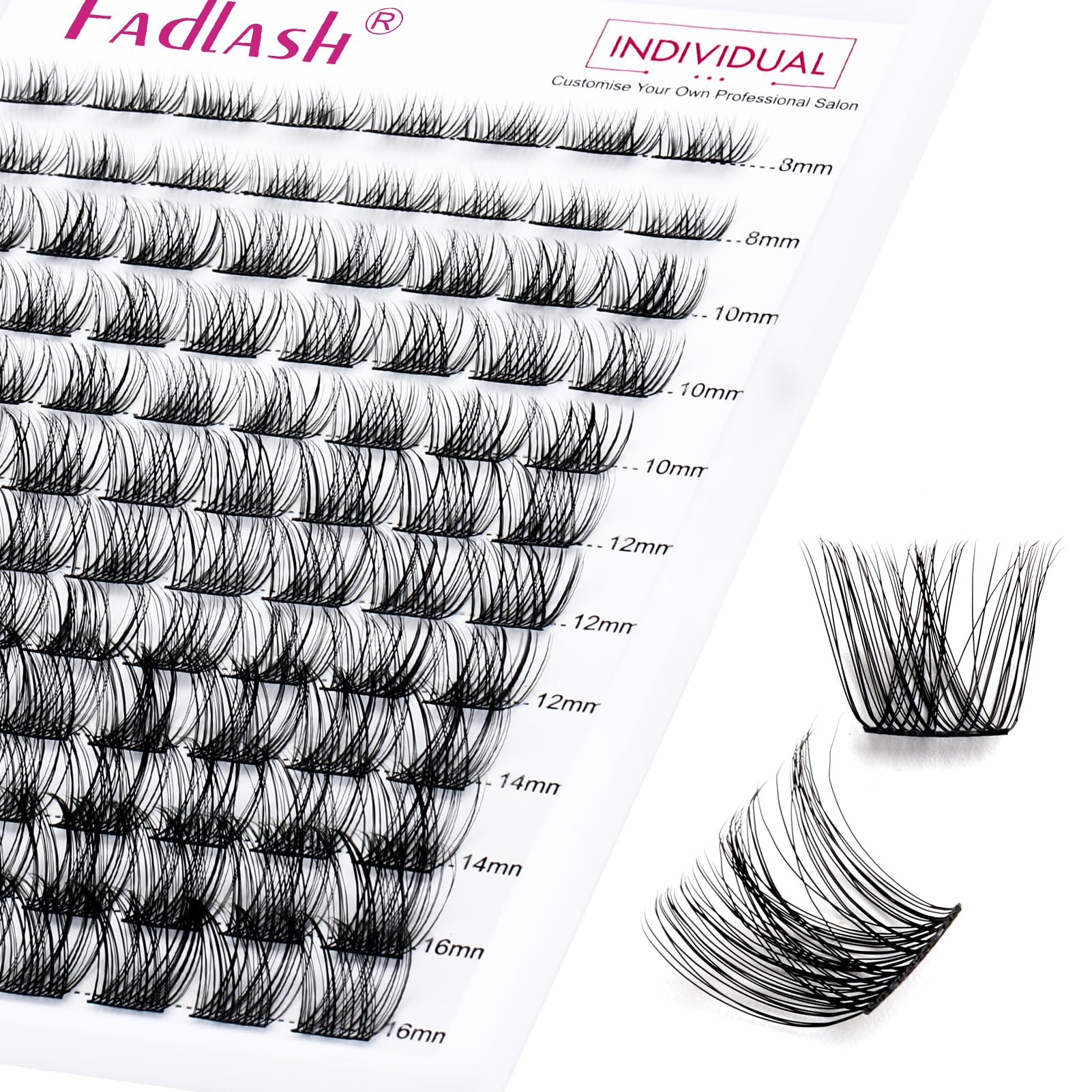 FADLASH Lash 0.07mm D Curl 8-16mm 40D Mixed Trays Customizable DIY Eyelash Extensions for Beginners ZW02-8-16-D-40P — image 1