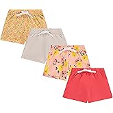 BTween 4 Pack Girls Shorts, Cotton French Terry Shorts for Girls, Kids Summer Clothing