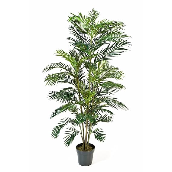 artplants Künstliche Areca-Palme Jennica im Zementtopf, 53 Palmwedel, 180 cm - Kunstpalme/Dekopalme