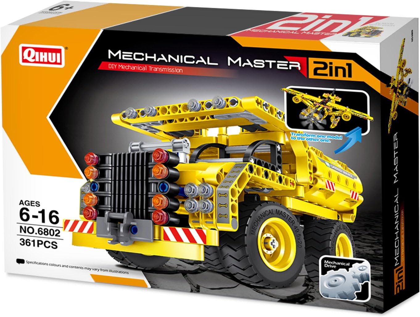 QihuiAction Blocks Truck/Airplane 2-in-1 Vehicle Kit Build