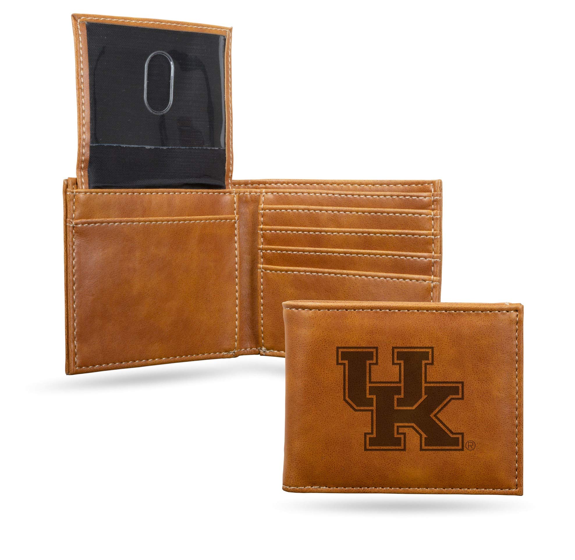 Rico Industries NCAA Kentucky Wildcats Laser Engraved Bill-fold Wallet - Slim Design - Great Gift Brown, 3.5 x 4.25-