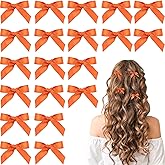 SmallCat 20 PCS Orange Mini Bow Hair Clips, Small Barrettes for Hair, Orange Bows Accessories, Plaid Ribbon Bows for Hairstyles Decoration for Halloween, Christmas for Women