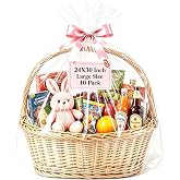 Flasunire Large Cellophane Bags for Gift Baskets - 24 X 30 Inch 10 Pack Clear Gift Bags Cellophane Wrap Bags Plastic Bag with 10 Pack Golden Twist Ties for Wedding Party Birthday Gift Basket Wrapping