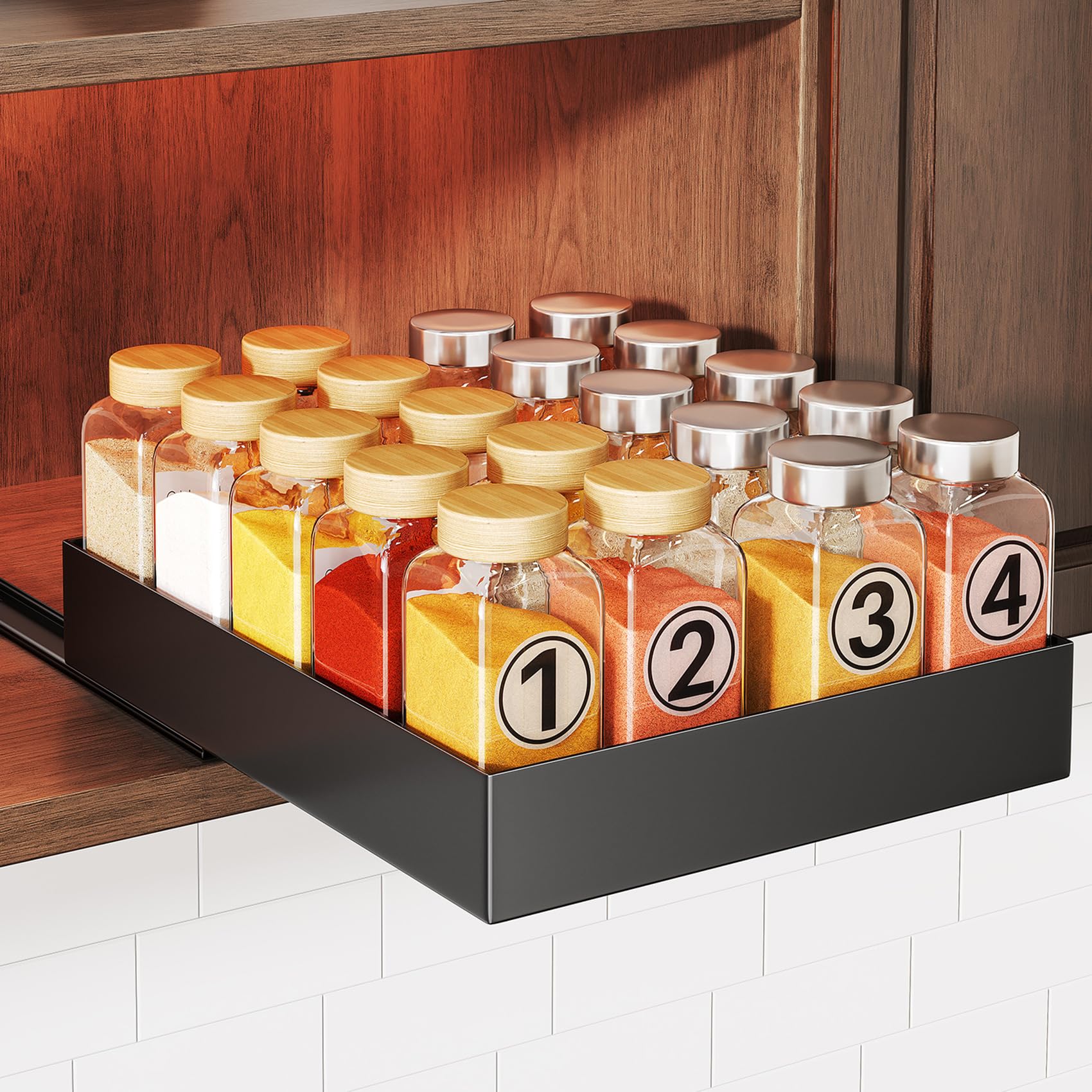 Pull Out Spice Rack Organizer for Cabinet, Slide Out Spice Racks ...