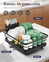 Kitsure Dish Drainer Rack Space-Saving Stainless Steel Black Large view 2
