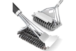 BBQ Brush, 17 Inch Grill BBQ Brush with Scraper, Stainless Steel Barbecue Brush BBQ Grill Cleaner, Suitable for Gas, Charcoal