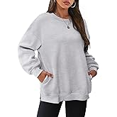 WIHOLL Womens Oversized Sweatshirts Crewneck Long Sleeve Tops Fleece Pullover Fall Fashion Clothes with Pocket