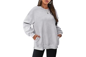 WIHOLL Womens Oversized Sweatshirts Crewneck Long Sleeve Tops Fleece Pullover Fall Fashion Clothes with Pocket