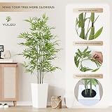 YOLEO 5.5FT Artificial Bamboo Tree with White Planter Indoor Decor view 3