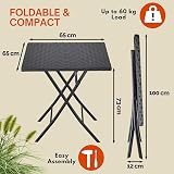 CASARIA Rome Polyrattan Folding Garden Table 65x65cm Weatherproof Black view 5