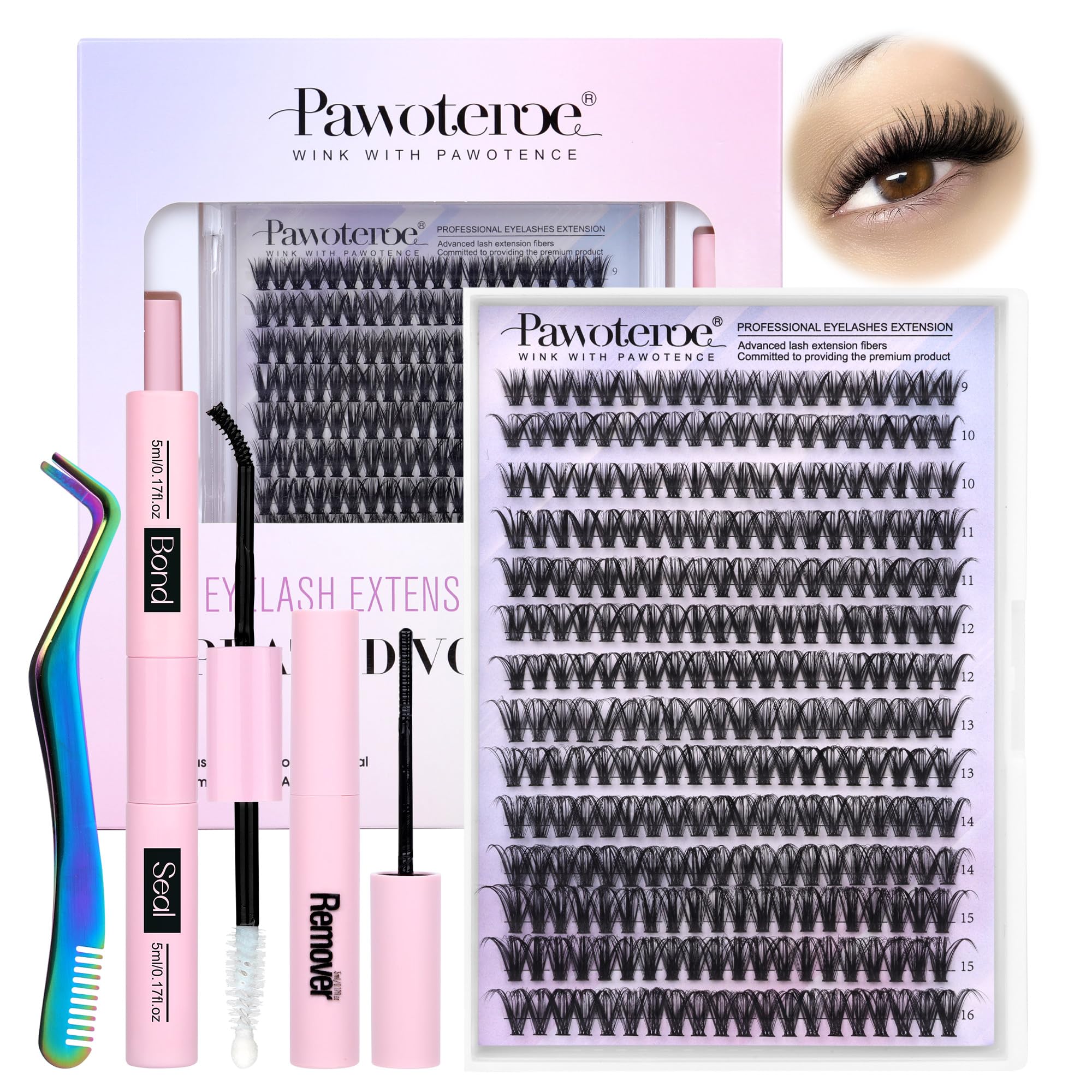 Pawotence Lash Extension Kit DIY 280pcs Individual