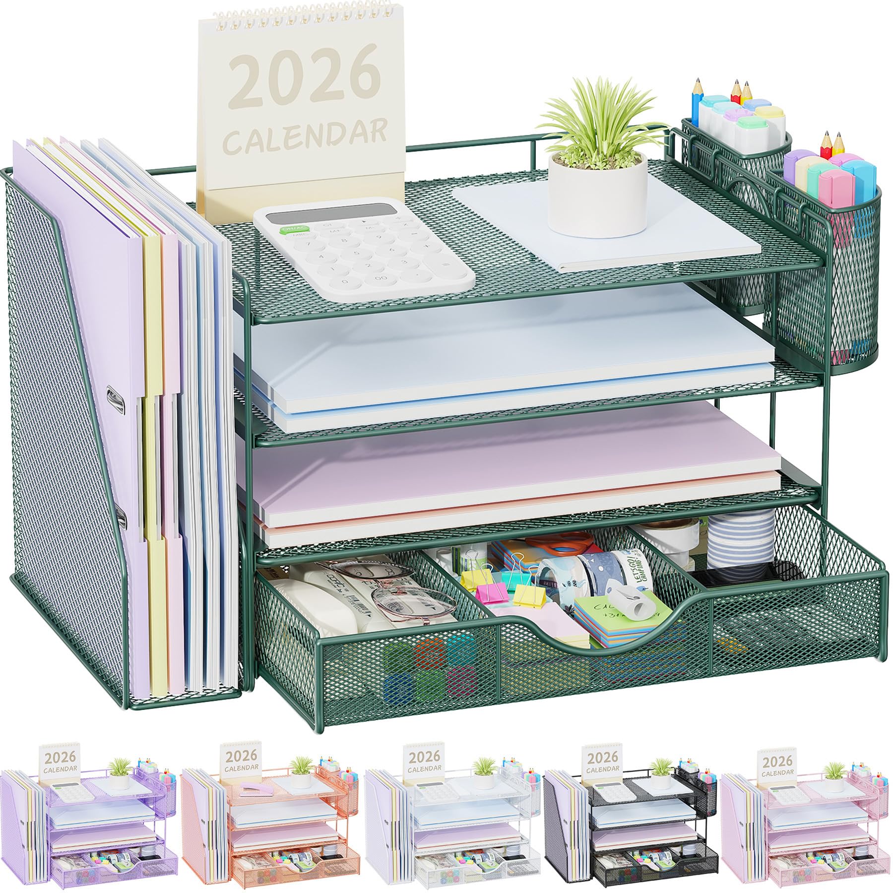 gianotter 4-Tier Desk Organizer with Drawers, File