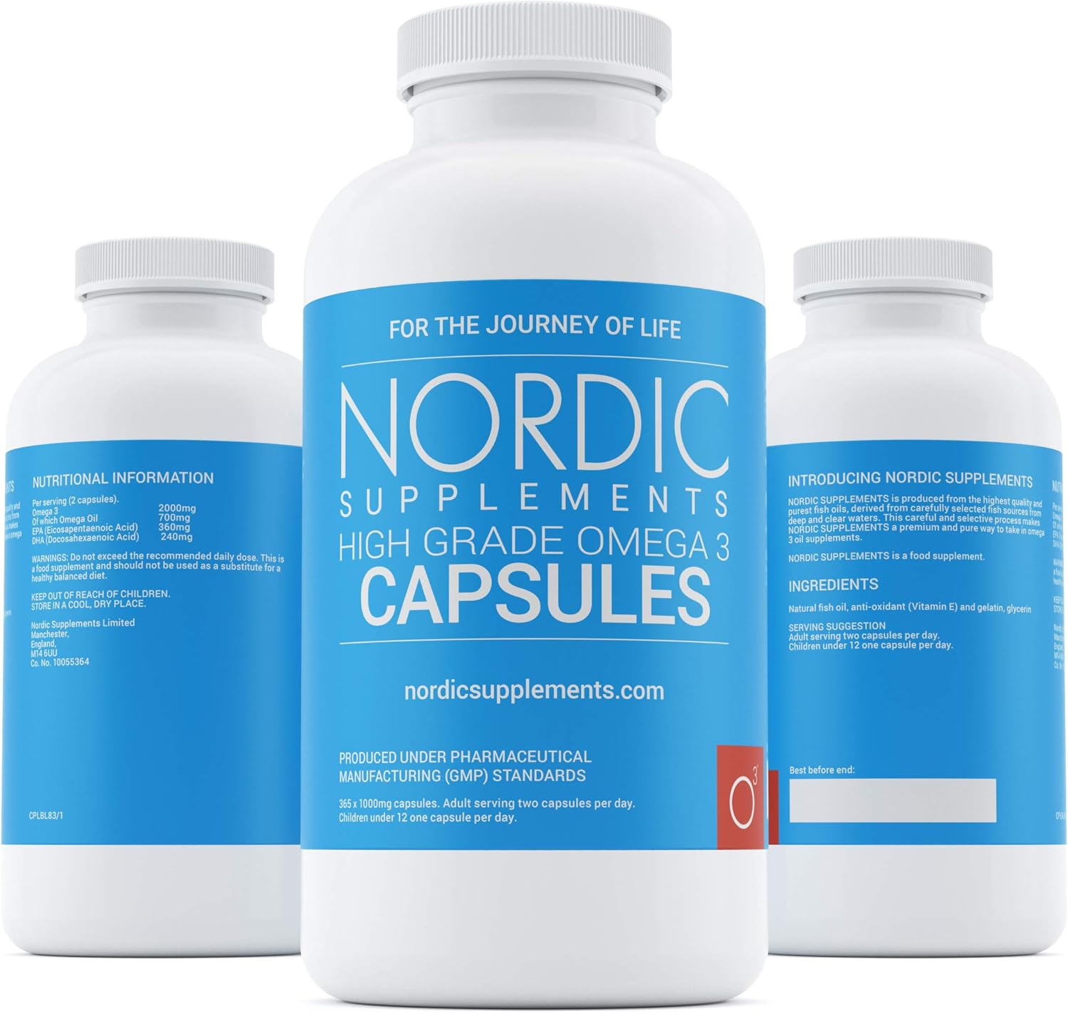 Nordic Supplements High Strength Pharmaceutical Grade Omega 3 Fish Oil Capsules, 1000 mg, Pot of 365 Capsules - Image 3