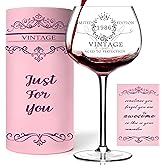 HSJSA 40TH Birthday Gifts for Her, Vintage 1986 Engraved 40th Hand-Blown Wine Glass, 40 Year Old Birthday Decorations For Women, Funny 40 Bday Gifts Idea For Woman, Wife, Friends, Daughter, Sister
