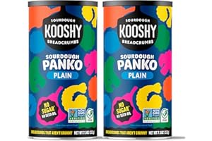 KOOSHY CROUTONS Kooshy Plain Panko Breadcrumbs | Vegan, Dairy Free, & Non GMO Sourdough Bread Crumbs for Meatballs, Meat Cutlets, Vegetables, Meatloaf, & Mac and Cheese (Plain | 7.5 oz / 2 Pack)